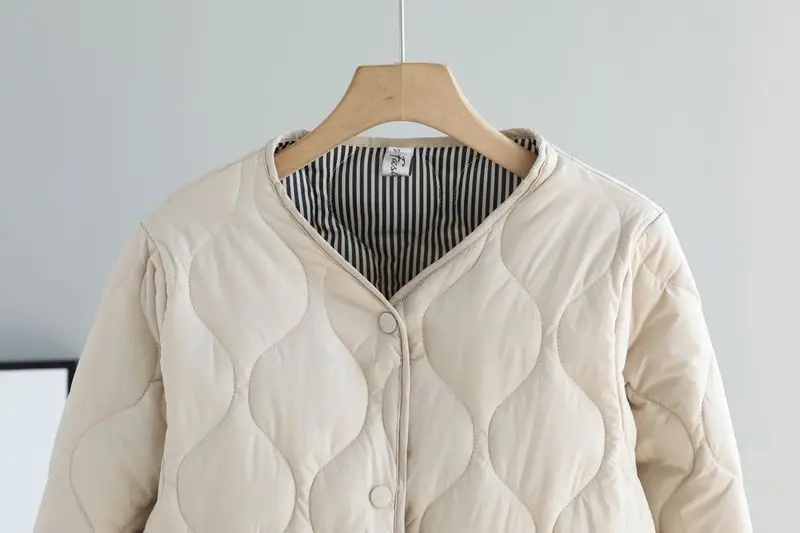 Autumn Winter Quilted Jacket Warm Women Parkas Lightweight Cotton-padded Jacket Long Sleeve Single-breasted Chic Coat Windproof