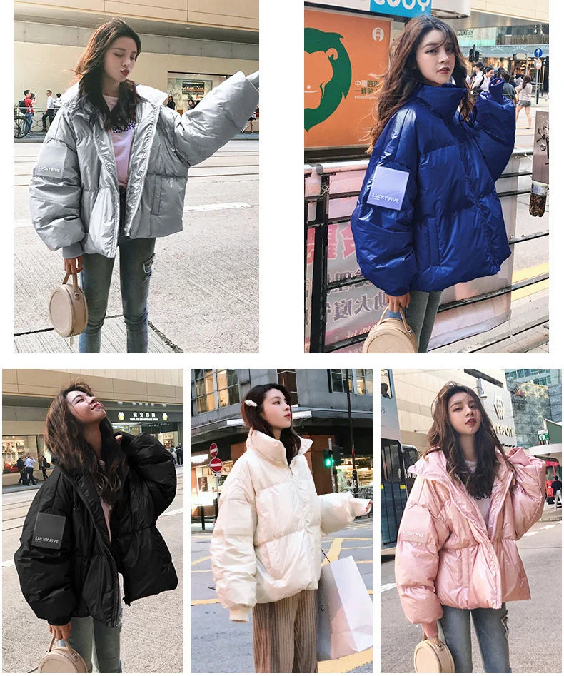 Large Size Loose Winter Jackets Fashion Glossy Bright Parka Women's Cotton Coat Jacket Winter Warm Thick Parka Womens Jacket