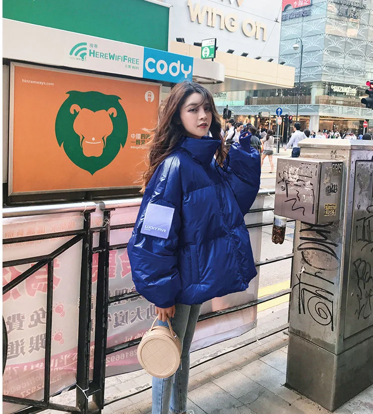 Large Size Loose Winter Jackets Fashion Glossy Bright Parka Women's Cotton Coat Jacket Winter Warm Thick Parka Womens Jacket