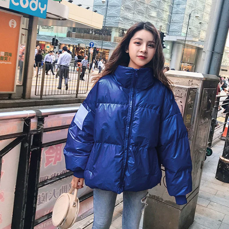 Large Size Loose Winter Jackets Fashion Glossy Bright Parka Women's Cotton Coat Jacket Winter Warm Thick Parka Womens Jacket