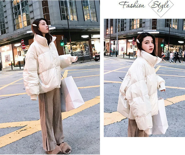 Large Size Loose Winter Jackets Fashion Glossy Bright Parka Women's Cotton Coat Jacket Winter Warm Thick Parka Womens Jacket