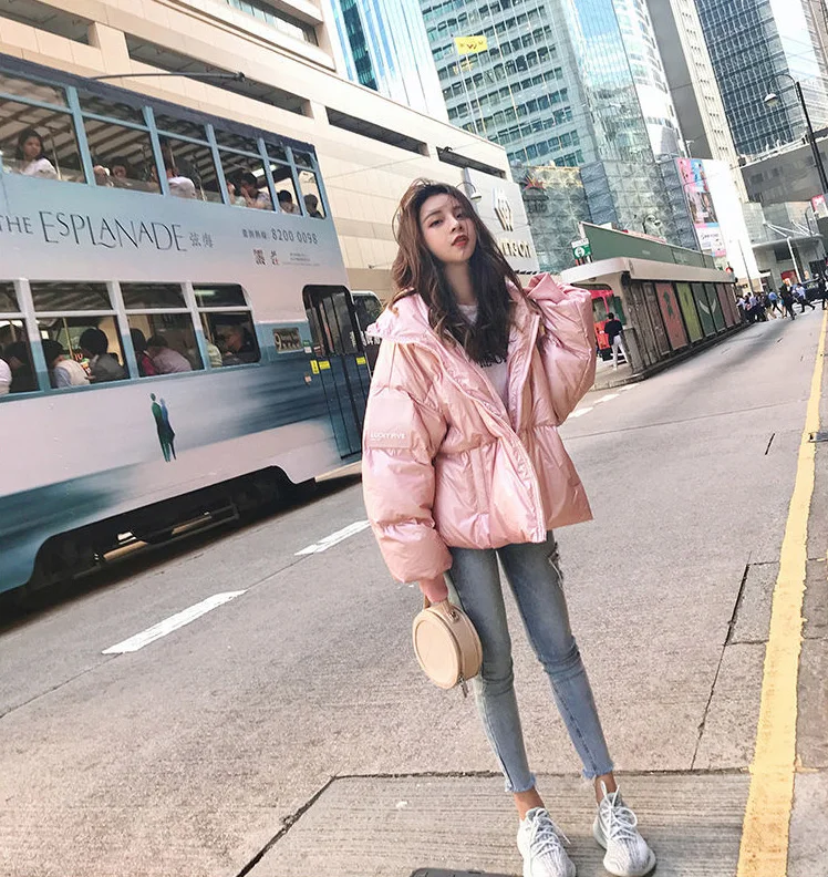 Large Size Loose Winter Jackets Fashion Glossy Bright Parka Women's Cotton Coat Jacket Winter Warm Thick Parka Womens Jacket