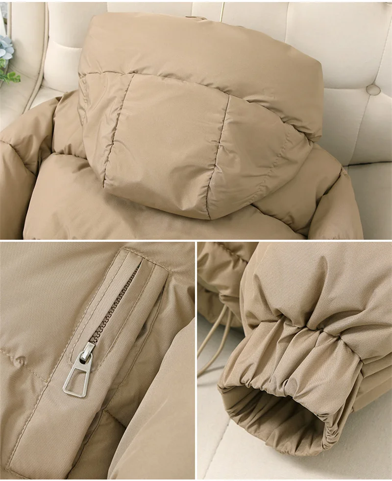 Fashion Short Hooded Parkas Coats Thicken Warm Down Cotton Jacket Women's 2025 Winter New Chic Loose Bread Outerwear Female