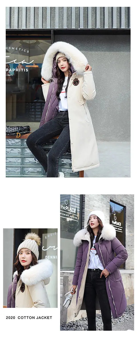 Double Sided Wearing Parker 2026 Winter New Women's Down Cotton Jacket Big Fur Collar Hooded Coat Female Thicken Parka Overcoat