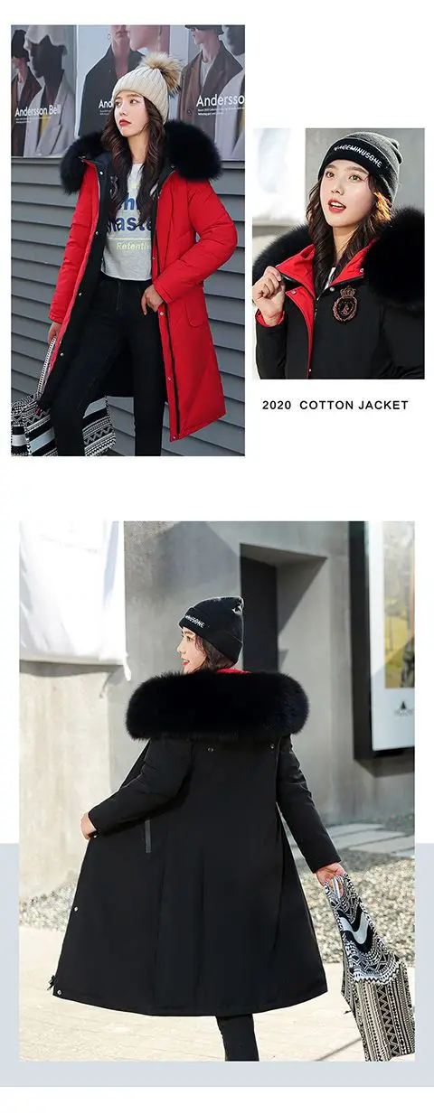 Double Sided Wearing Parker 2026 Winter New Women's Down Cotton Jacket Big Fur Collar Hooded Coat Female Thicken Parka Overcoat