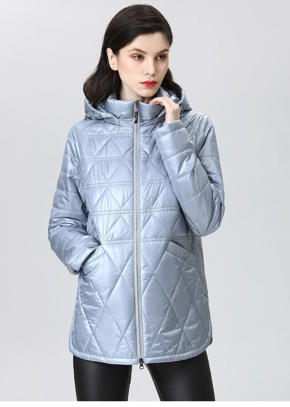 GASMAN 2022 NEW Spring Autumn Jackets Short fashion zipper Women coat Lightweight warm Women's jacket Hooded outwear 81071