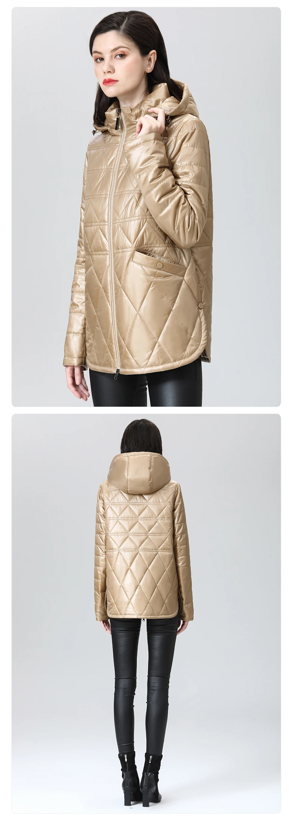 GASMAN 2022 NEW Spring Autumn Jackets Short fashion zipper Women coat Lightweight warm Women's jacket Hooded outwear 81071