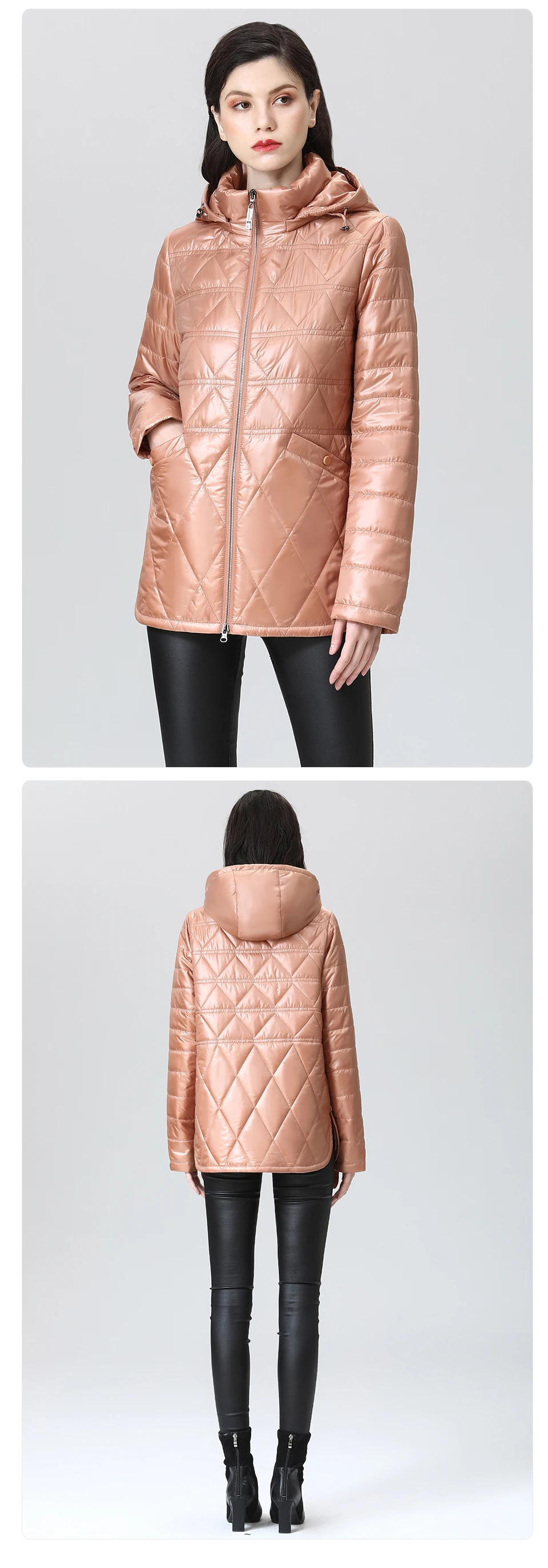 GASMAN 2022 NEW Spring Autumn Jackets Short fashion zipper Women coat Lightweight warm Women's jacket Hooded outwear 81071