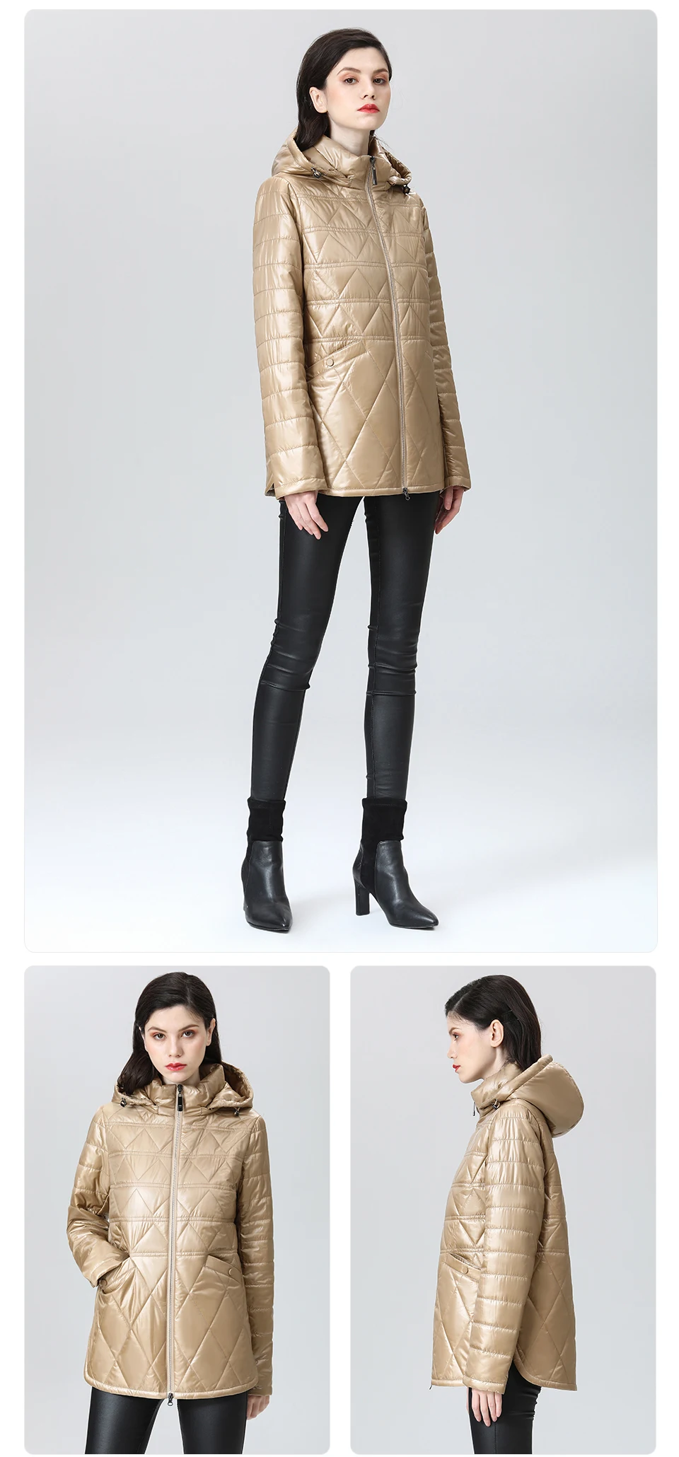 GASMAN 2022 NEW Spring Autumn Jackets Short fashion zipper Women coat Lightweight warm Women's jacket Hooded outwear 81071