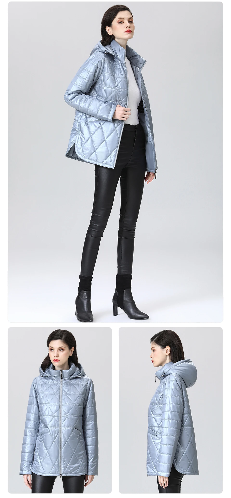 GASMAN 2022 NEW Spring Autumn Jackets Short fashion zipper Women coat Lightweight warm Women's jacket Hooded outwear 81071