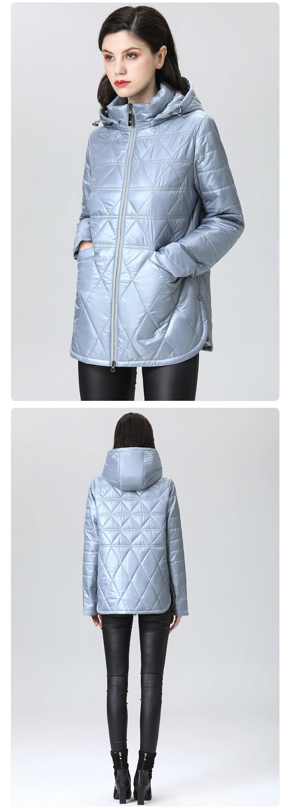 GASMAN 2022 NEW Spring Autumn Jackets Short fashion zipper Women coat Lightweight warm Women's jacket Hooded outwear 81071
