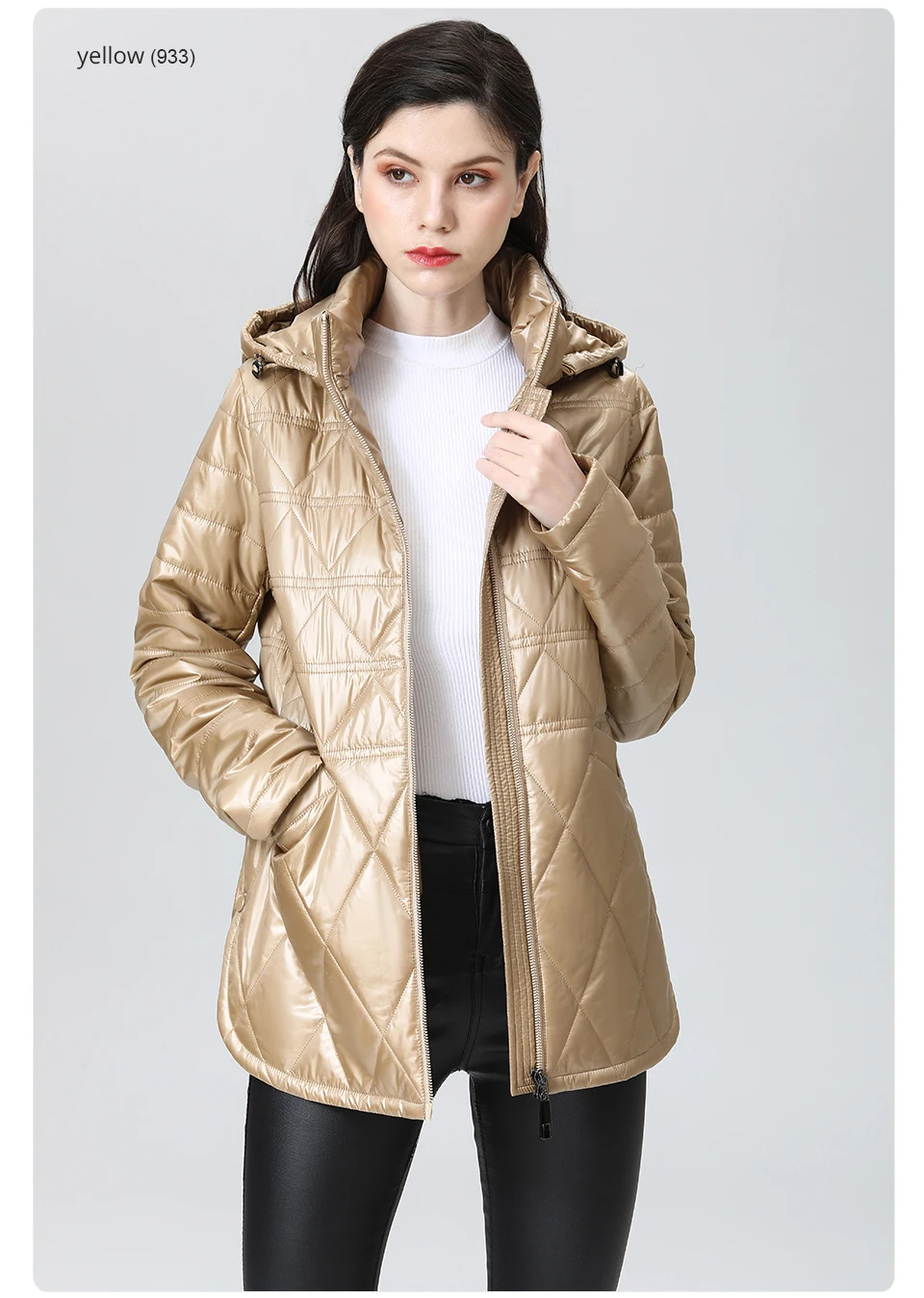 GASMAN 2022 NEW Spring Autumn Jackets Short fashion zipper Women coat Lightweight warm Women's jacket Hooded outwear 81071