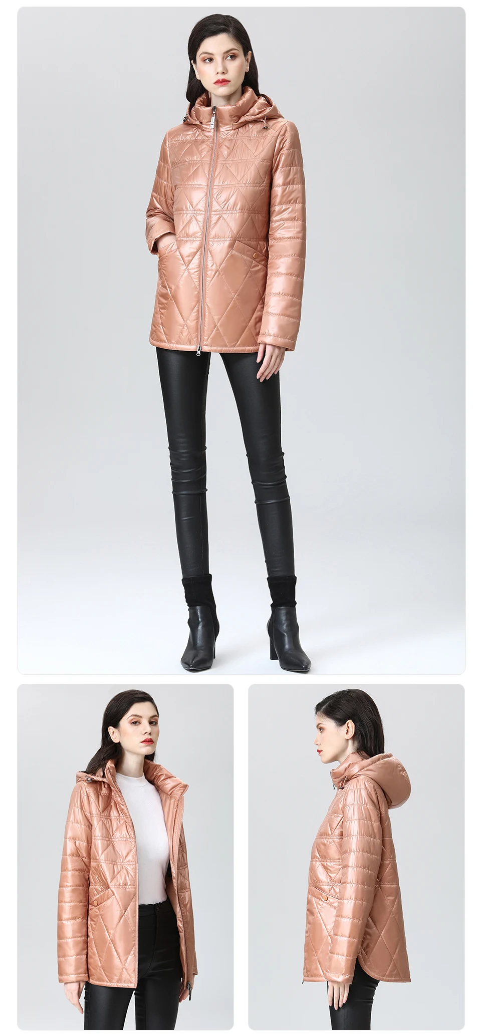 GASMAN 2022 NEW Spring Autumn Jackets Short fashion zipper Women coat Lightweight warm Women's jacket Hooded outwear 81071