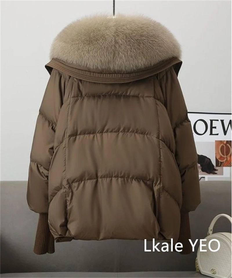 Women's Winter Parka Coat 2025 Casual Korean Version Lady Outerwear Temperament Thicken Big Fur Collar Ladies Down Cotton Jacket