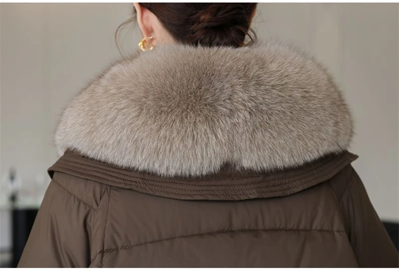 Women's Winter Parka Coat 2025 Casual Korean Version Lady Outerwear Temperament Thicken Big Fur Collar Ladies Down Cotton Jacket