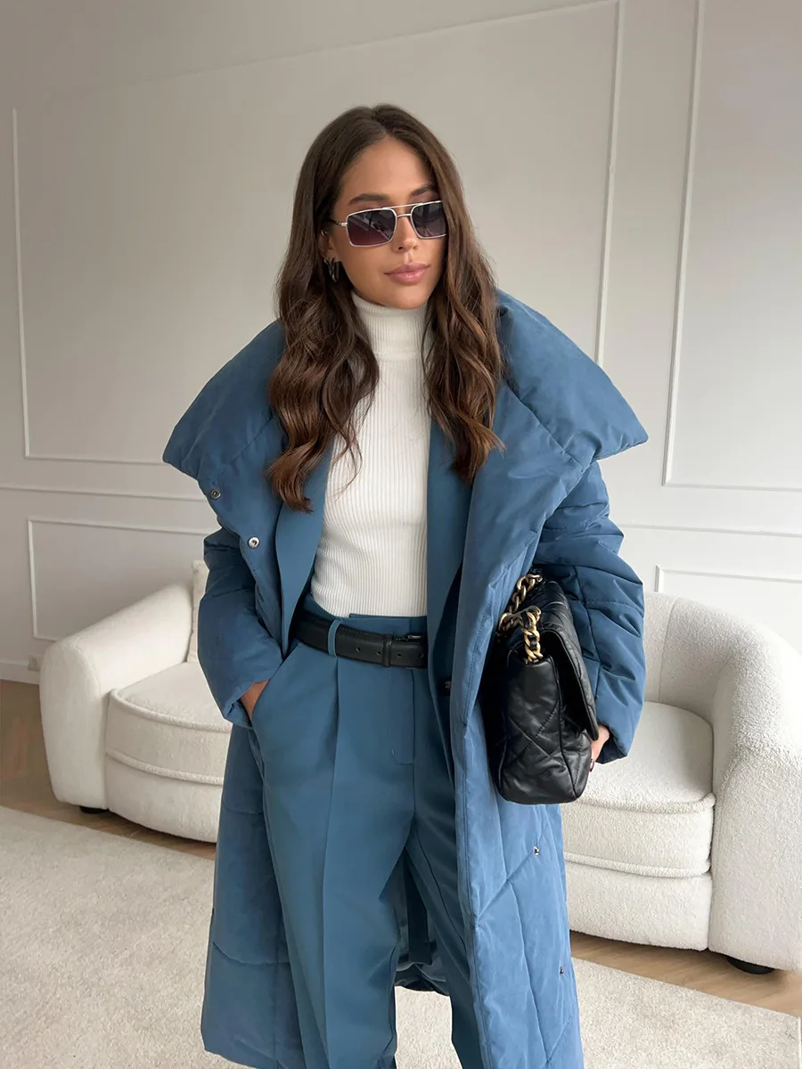 Women's Casual Warm Windproof Cotton Coats Long Cotton Jacket Autumn Winter Women's Fashion Street Style Trendy Down Jackets