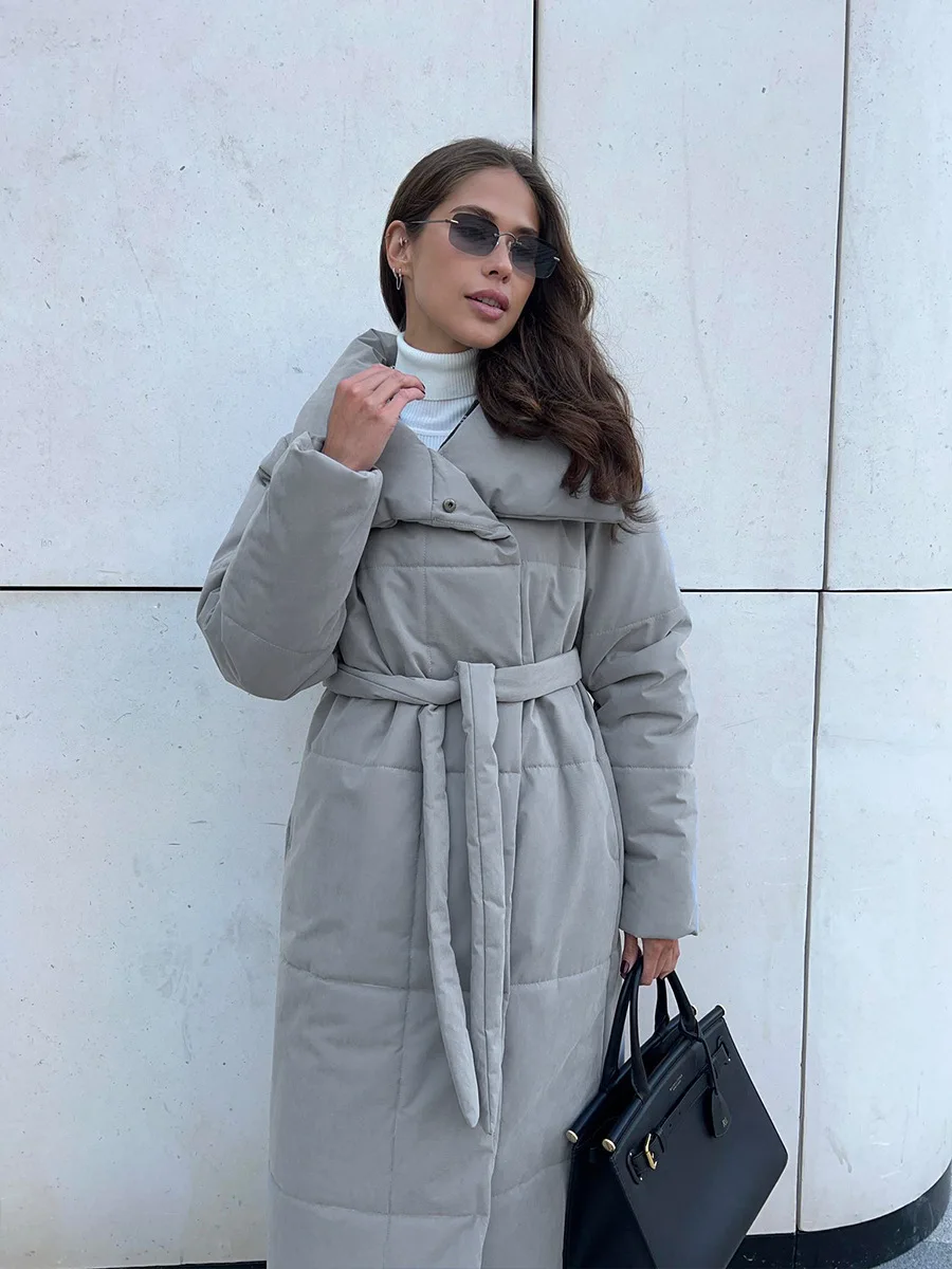 Women's Casual Warm Windproof Cotton Coats Long Cotton Jacket Autumn Winter Women's Fashion Street Style Trendy Down Jackets