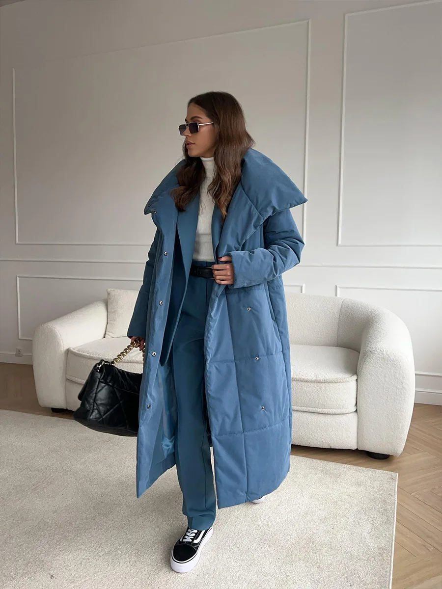 Women's Casual Warm Windproof Cotton Coats Long Cotton Jacket Autumn Winter Women's Fashion Street Style Trendy Down Jackets