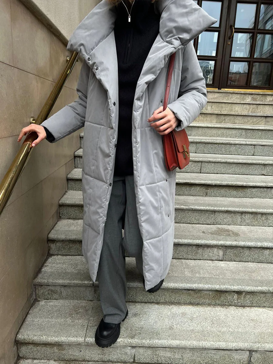 Women's Casual Warm Windproof Cotton Coats Long Cotton Jacket Autumn Winter Women's Fashion Street Style Trendy Down Jackets