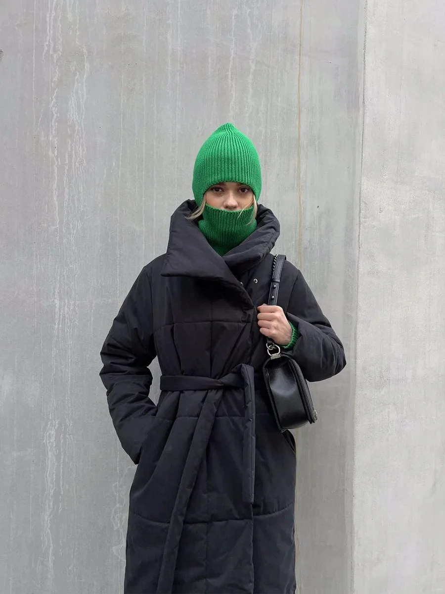 Women's Casual Warm Windproof Cotton Coats Long Cotton Jacket Autumn Winter Women's Fashion Street Style Trendy Down Jackets