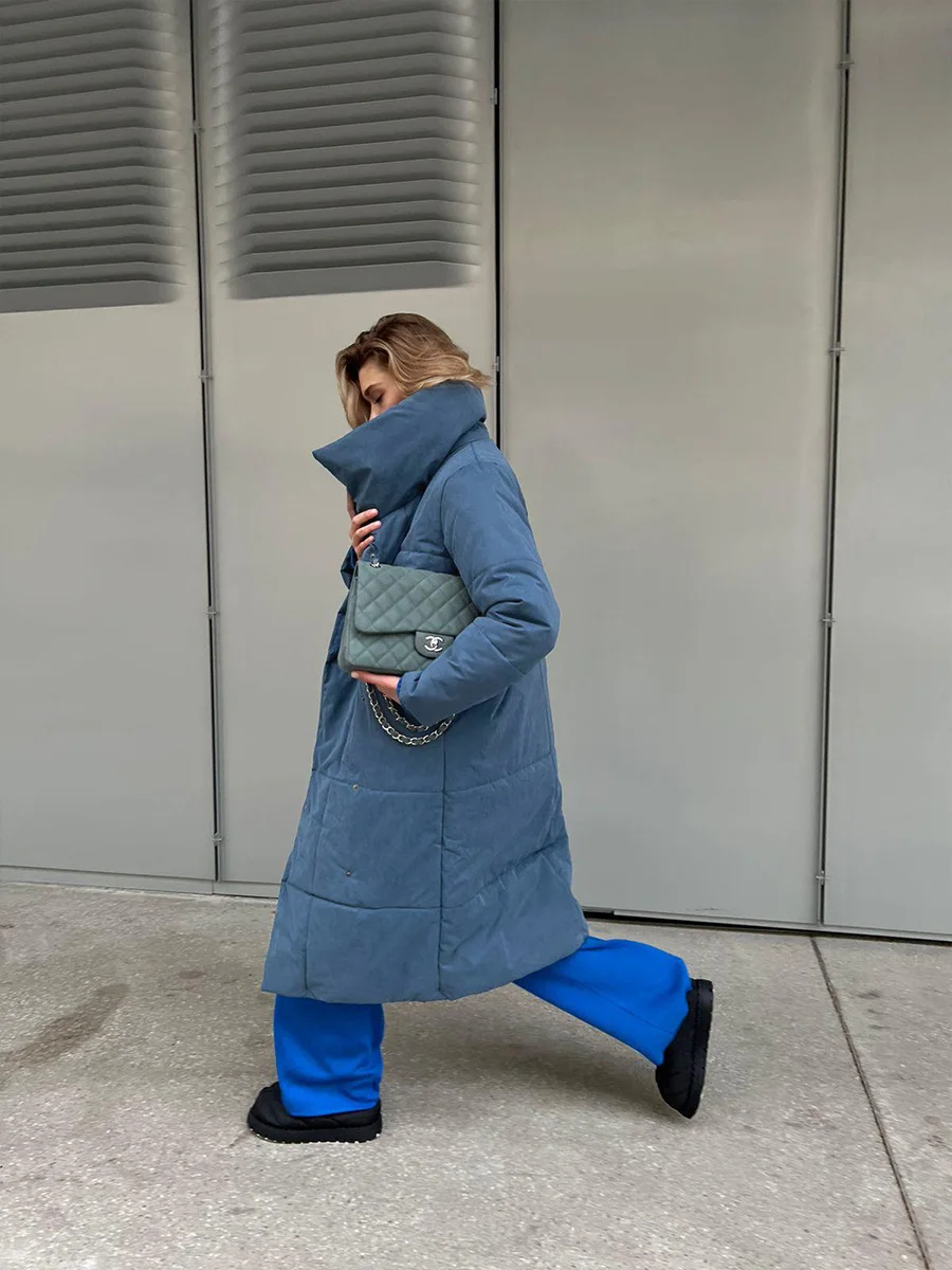 Women's Casual Warm Windproof Cotton Coats Long Cotton Jacket Autumn Winter Women's Fashion Street Style Trendy Down Jackets