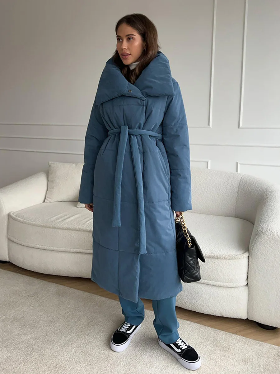 Women's Casual Warm Windproof Cotton Coats Long Cotton Jacket Autumn Winter Women's Fashion Street Style Trendy Down Jackets