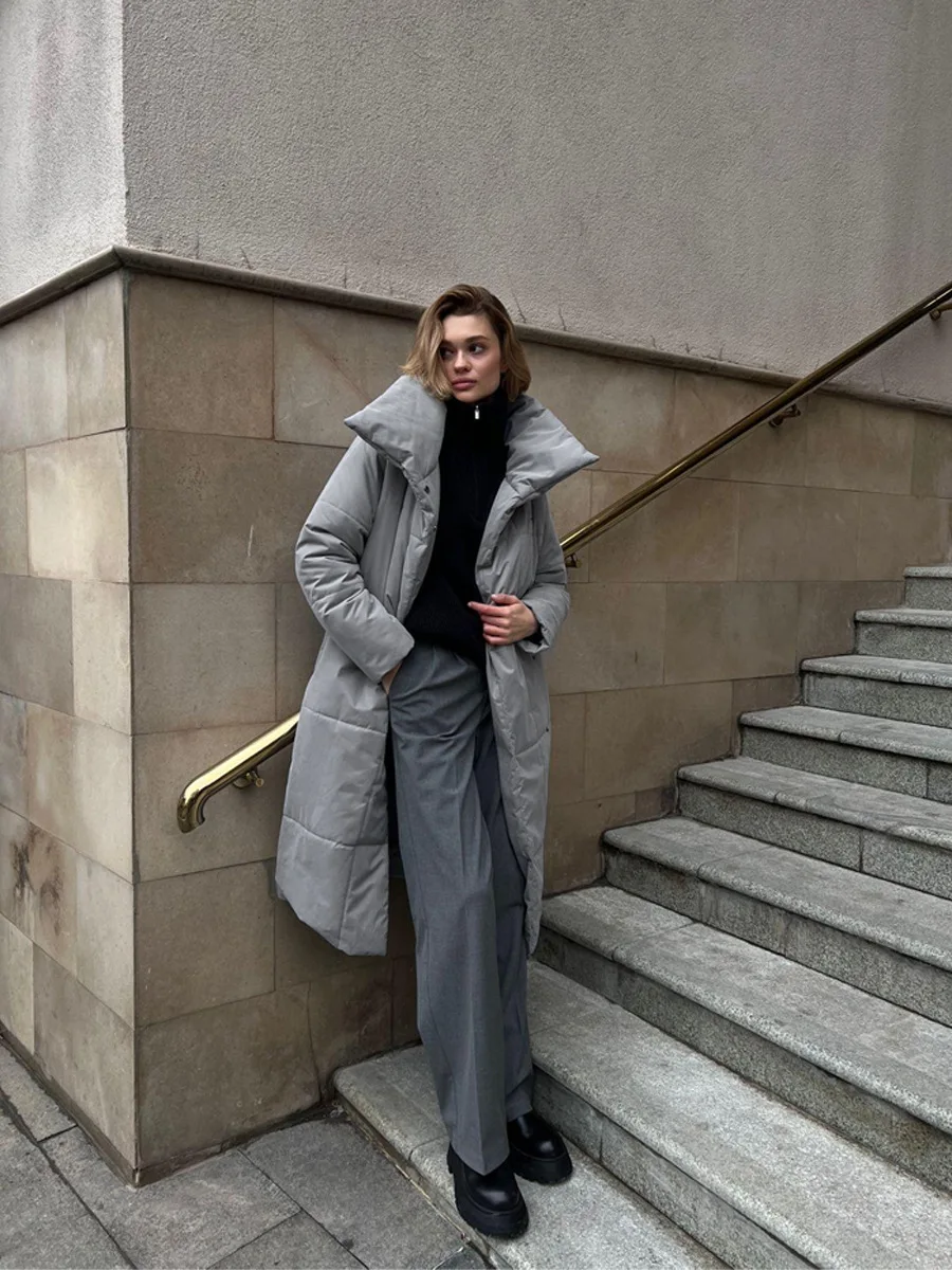 Women's Casual Warm Windproof Cotton Coats Long Cotton Jacket Autumn Winter Women's Fashion Street Style Trendy Down Jackets