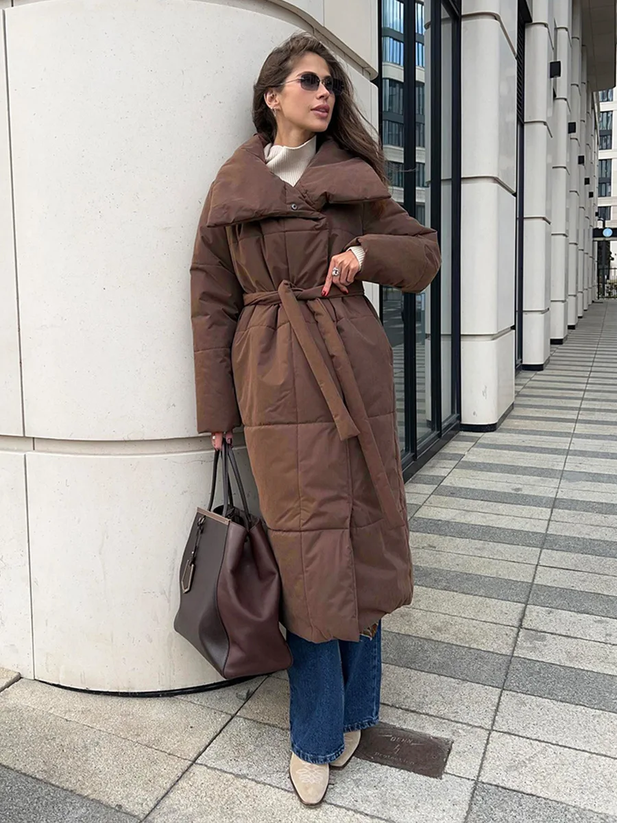 Women's Casual Warm Windproof Cotton Coats Long Cotton Jacket Autumn Winter Women's Fashion Street Style Trendy Down Jackets