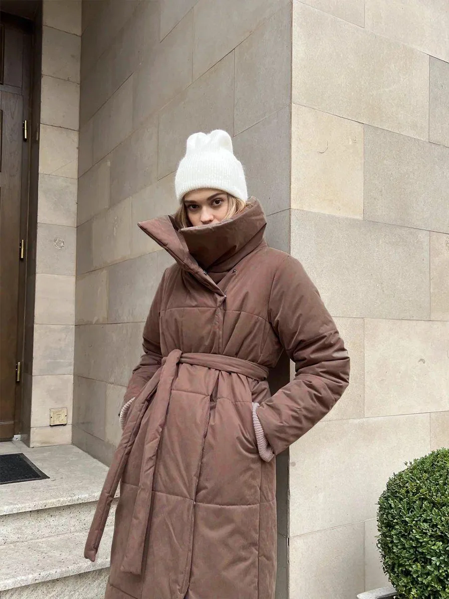 Women's Casual Warm Windproof Cotton Coats Long Cotton Jacket Autumn Winter Women's Fashion Street Style Trendy Down Jackets