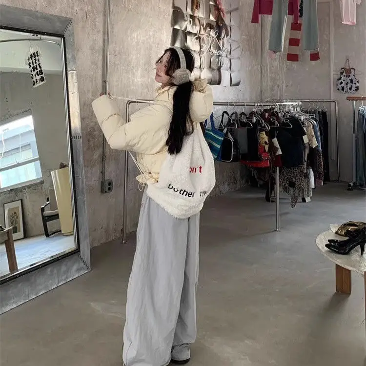 2024 New Pleated Autumn Winter Parkas Korean Sweet Bow Appliques Fashion Popular Y2k Aesthetic Coats Harajuku Girl Clothes