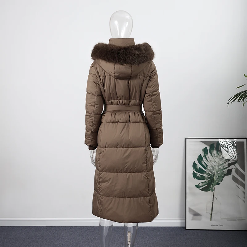 Warm Women's Puffy Quilted Hooded Long Cotton Coat Loose Solid Stand Collar Lace Up Zipper Overcoats 2026 Winter Lady Outwear