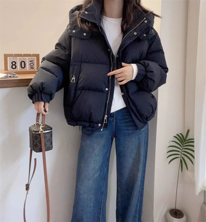2024 New Winter Jacket Women Puffer Warm Parkas Female Long Sleeve Casual Cotton Padded Jacket Hooded Snow Wear Coat Outwear