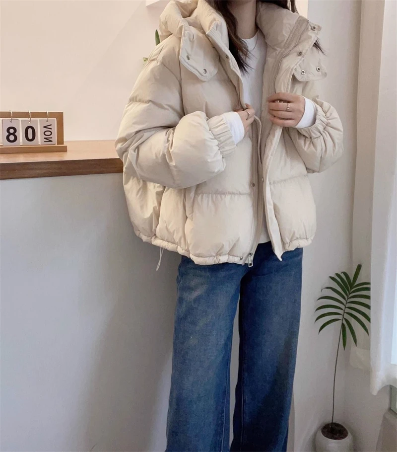 2024 New Winter Jacket Women Puffer Warm Parkas Female Long Sleeve Casual Cotton Padded Jacket Hooded Snow Wear Coat Outwear