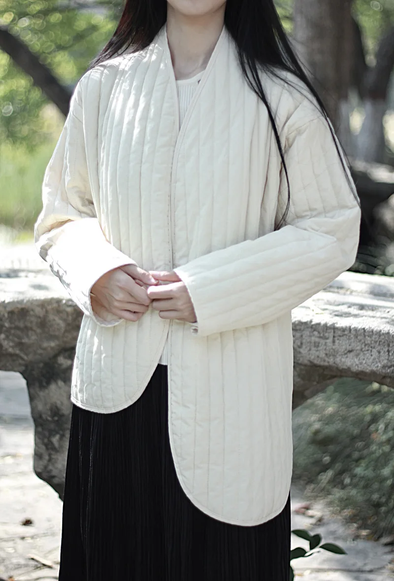 UMI MAO Cotton Linen Coat Women's 2023 Winter Vintage Literature Zen Cool Style Warm Lace Up Warm Cotton Jacket Femme