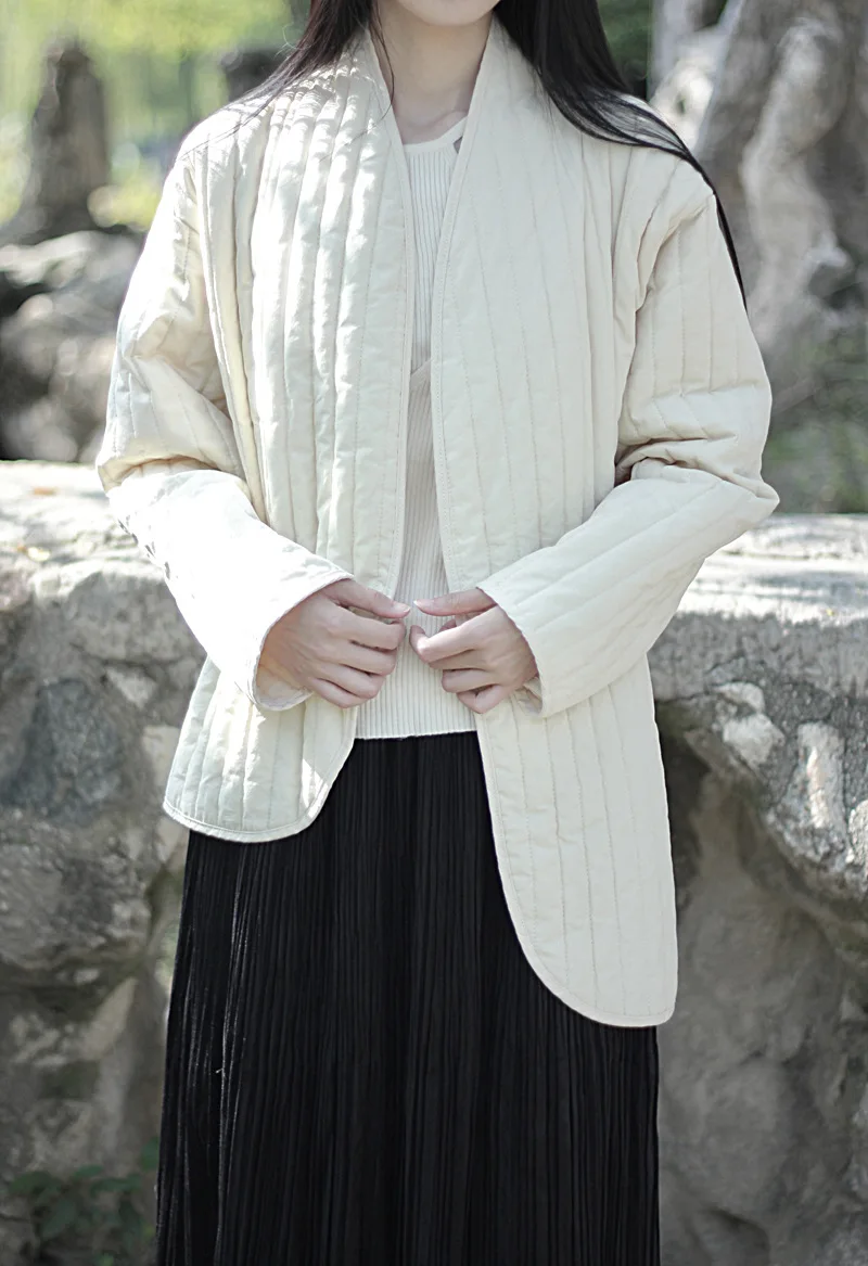 UMI MAO Cotton Linen Coat Women's 2023 Winter Vintage Literature Zen Cool Style Warm Lace Up Warm Cotton Jacket Femme
