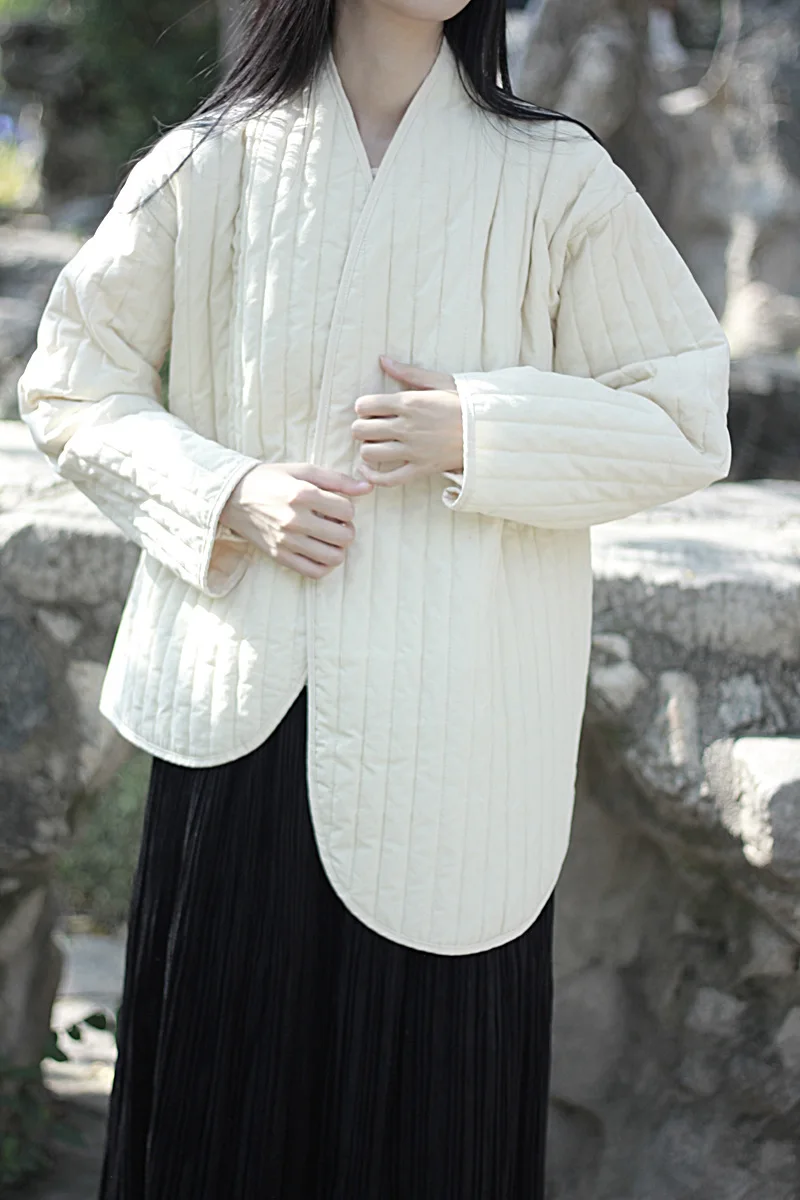 UMI MAO Cotton Linen Coat Women's 2023 Winter Vintage Literature Zen Cool Style Warm Lace Up Warm Cotton Jacket Femme
