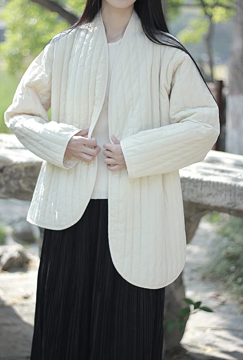 UMI MAO Cotton Linen Coat Women's 2023 Winter Vintage Literature Zen Cool Style Warm Lace Up Warm Cotton Jacket Femme