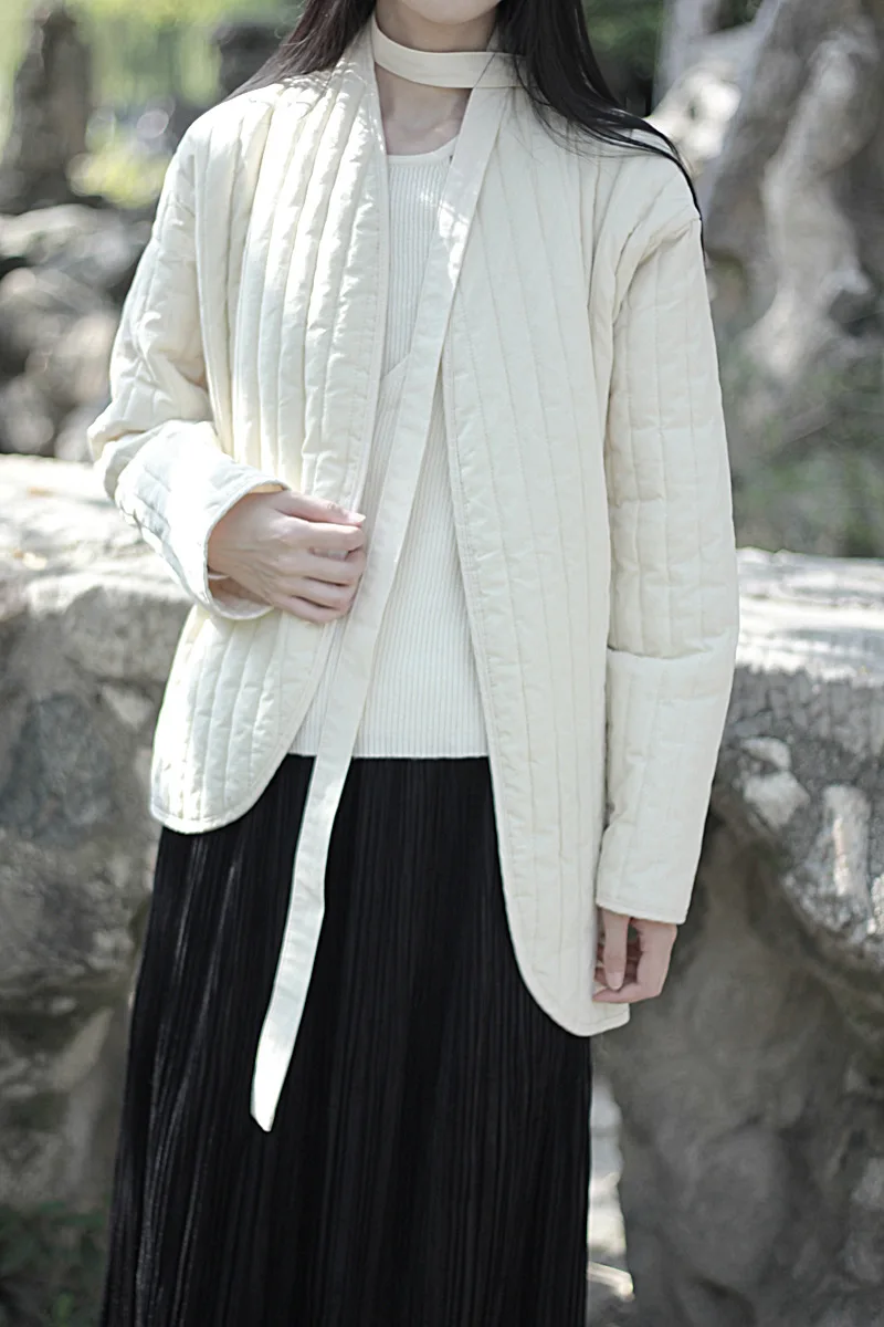 UMI MAO Cotton Linen Coat Women's 2023 Winter Vintage Literature Zen Cool Style Warm Lace Up Warm Cotton Jacket Femme