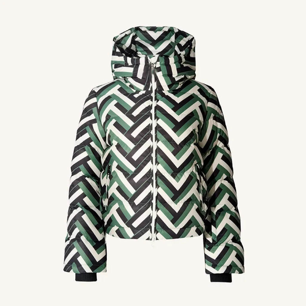Striped Ski Suit Women Waterproof Stand Collar Hooded Snow Coat Sport Parkas Zipper Jumpsuit 2026 NEW Thick Warm Lady Skiwears