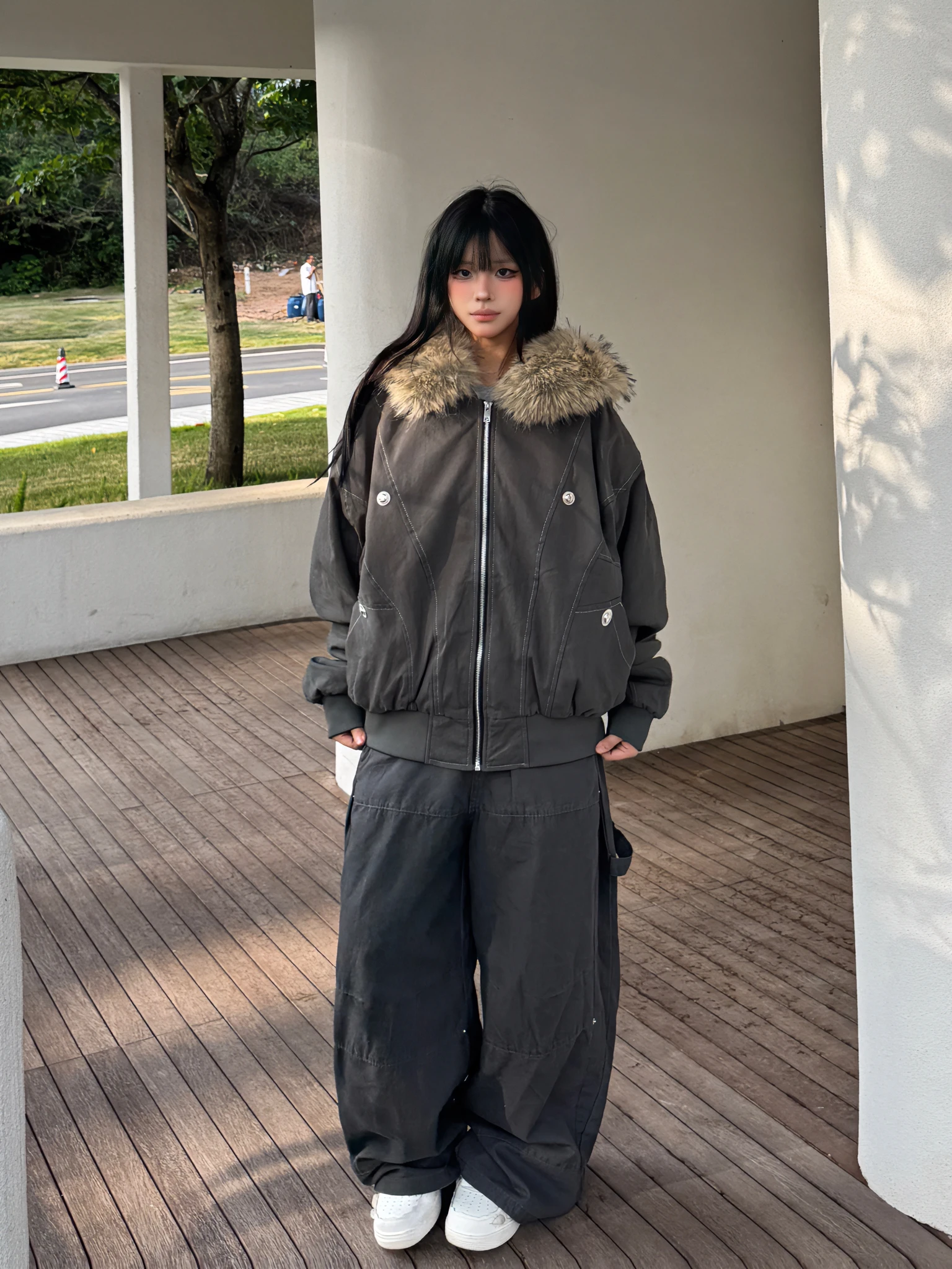 Autumn Winter Cotton Padded Jacket Women Outerwear Thick Warm Oversize Short Coat Female Hooded Long Sleeve Fur Collar Parkas