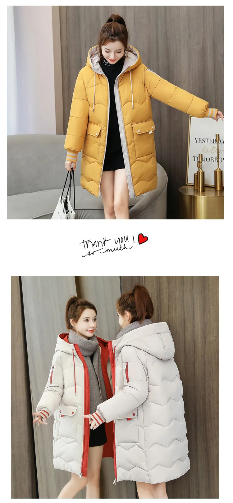 2023 Winter Women Jacket Coats Long Parkas Female Down cotton Hooded Overcoat Thick Warm Jackets Windproof Casual Student Coat