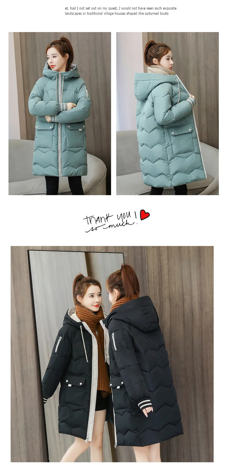 2023 Winter Women Jacket Coats Long Parkas Female Down cotton Hooded Overcoat Thick Warm Jackets Windproof Casual Student Coat