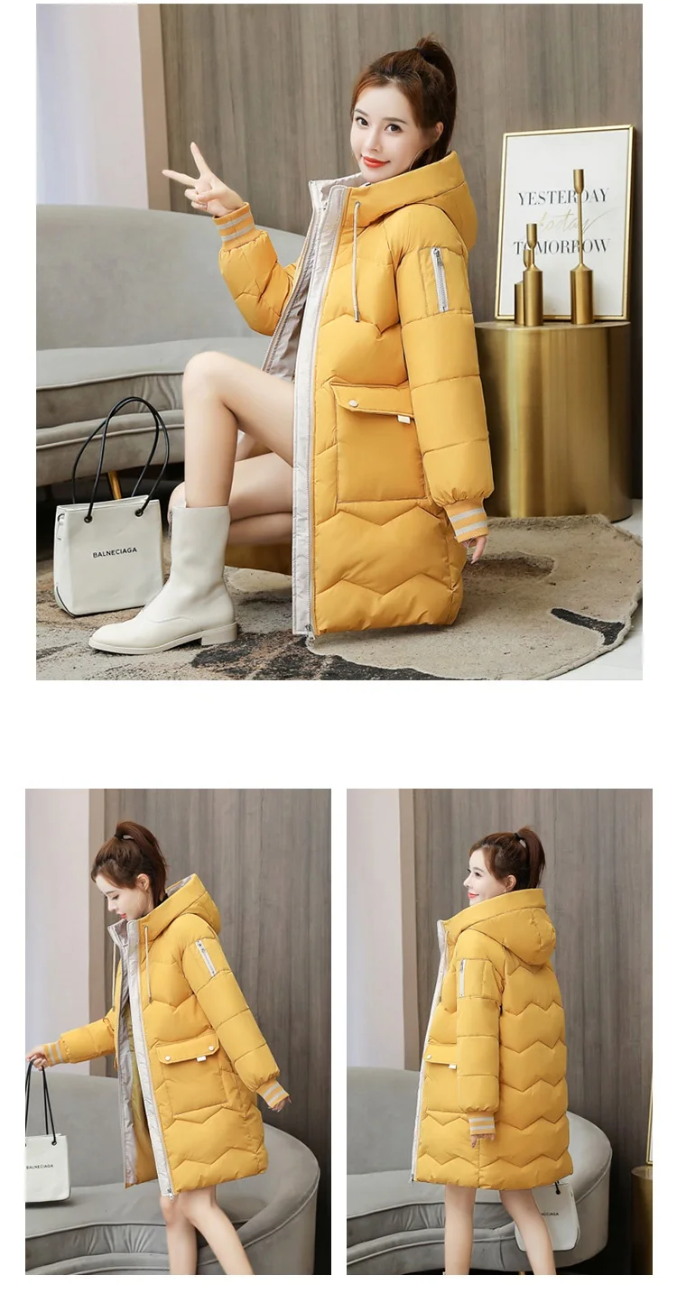 2023 Winter Women Jacket Coats Long Parkas Female Down cotton Hooded Overcoat Thick Warm Jackets Windproof Casual Student Coat