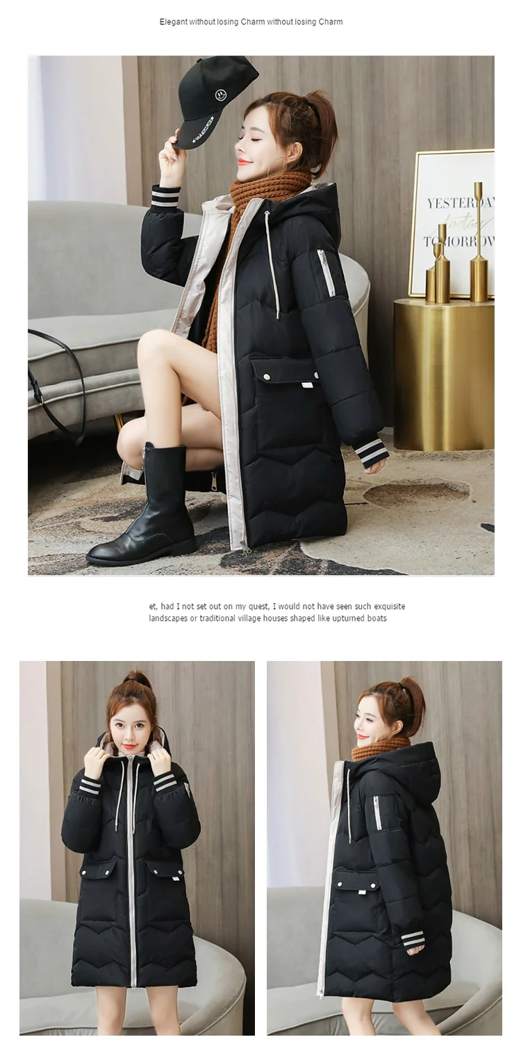 2023 Winter Women Jacket Coats Long Parkas Female Down cotton Hooded Overcoat Thick Warm Jackets Windproof Casual Student Coat