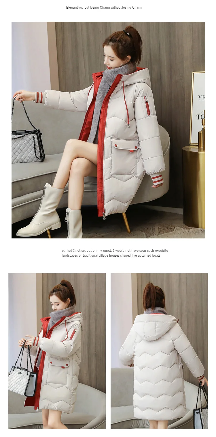 2023 Winter Women Jacket Coats Long Parkas Female Down cotton Hooded Overcoat Thick Warm Jackets Windproof Casual Student Coat