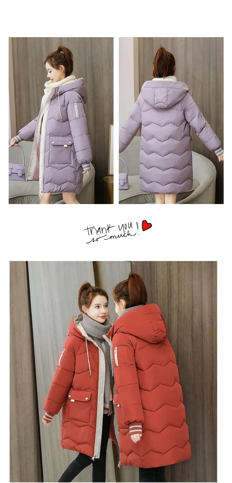 2023 Winter Women Jacket Coats Long Parkas Female Down cotton Hooded Overcoat Thick Warm Jackets Windproof Casual Student Coat