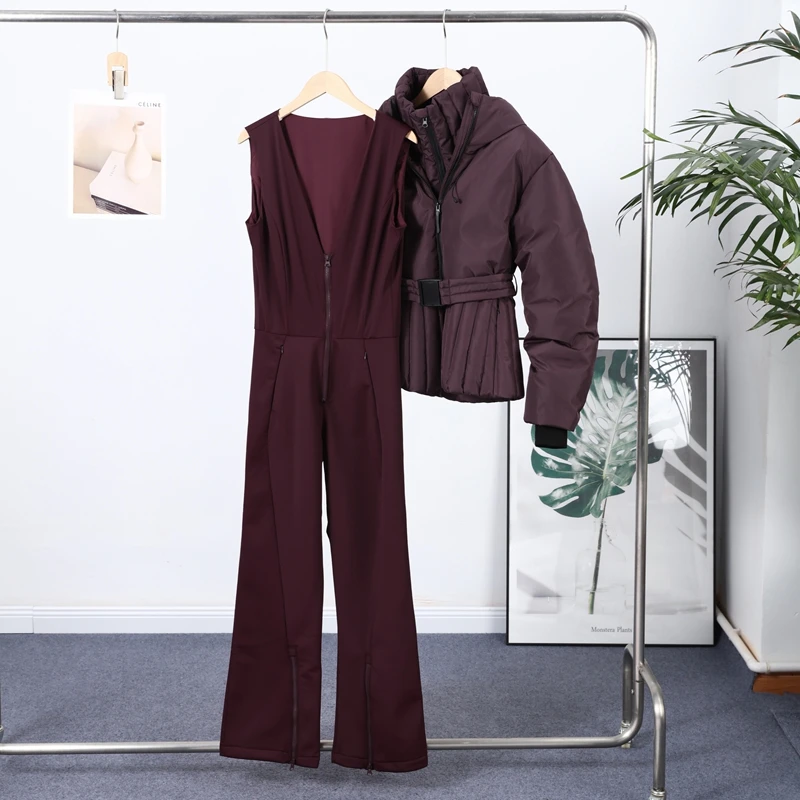 Fashion Cotton Belt Jacket Women Thicken Pleated Long Sleeve Stand Collar Zippers Female Outwear 2026 Winter Lady Ski Coats