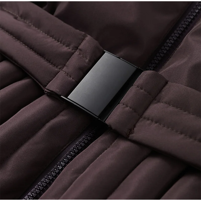 Fashion Cotton Belt Jacket Women Thicken Pleated Long Sleeve Stand Collar Zippers Female Outwear 2026 Winter Lady Ski Coats