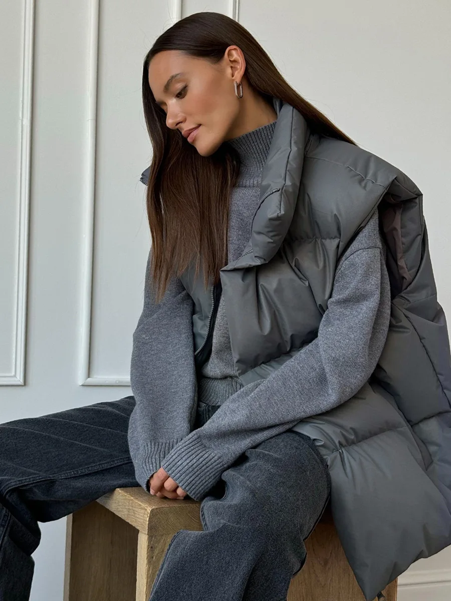 Bornladies Women's Cotton Vest Jacket Autumn Winter Thicken Warm Loose Casual Vest Parkas Jacket Sleeveless Cotton Clothing