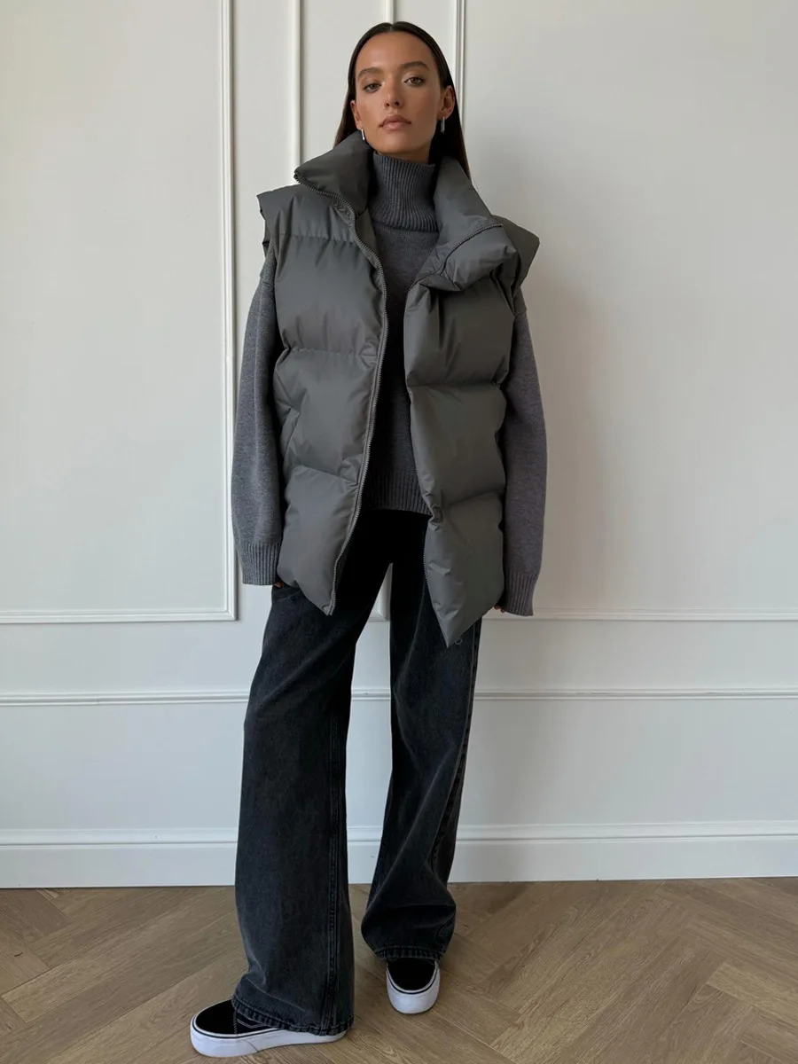 Bornladies Women's Cotton Vest Jacket Autumn Winter Thicken Warm Loose Casual Vest Parkas Jacket Sleeveless Cotton Clothing